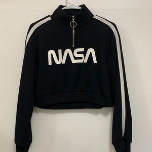 Black NASA crop top sweater